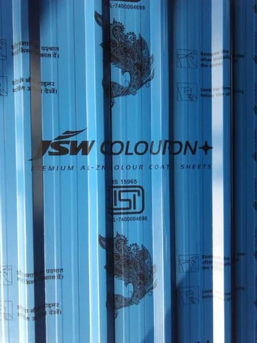 JSW Colouron+ Premium Colour Coated Roofing Sheets (BLUE Colour) - DOUBLE RIPPED TRAPEZOIDAL PROFILE