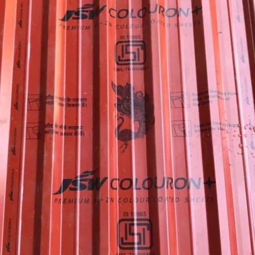 JSW Colouron+ Premium Colour Coated Roofing Sheets (BRICK RED Colour) - DOUBLE RIPPED TRAPEZOIDAL PROFILE